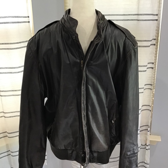 U2 Wear Me Out Mens Size 42 Vintage Brown Bomber Jacket 100% Genuine Leather 90s - Picture 8 of 16
